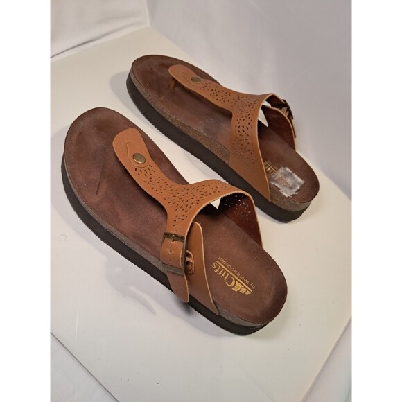 Cliffs By White Mountain Size 11M Hara Sandals Thongs 1" Platform Brown - Picture 4 of 8
